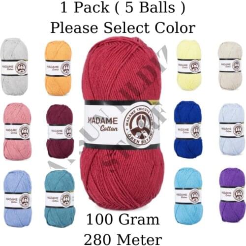 1 Pack ( 5 Balls ) Madame Tricote ( Oren Bayan ) Madame Cotton Hand Knitting Yarn Paris Cotton and Acrylic Crochet Tool Kit