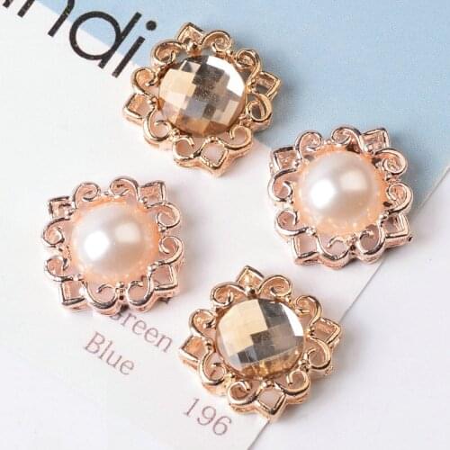 10 Pcs Rhinestone Pearl Flower Plate Diamond Buttons Jewelry Scarf For Hair Accessories Handmade Dress Bow Tie Scarf Accessories