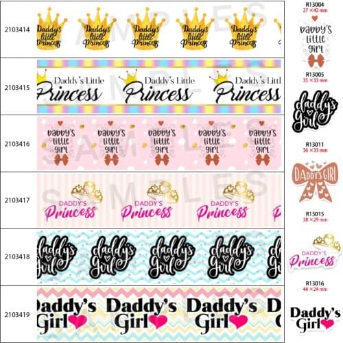10Yards Princess Daddys of Girl Printed Grosgrain/Satin Ribbon,Planar Acrylic Resins 30 pcs