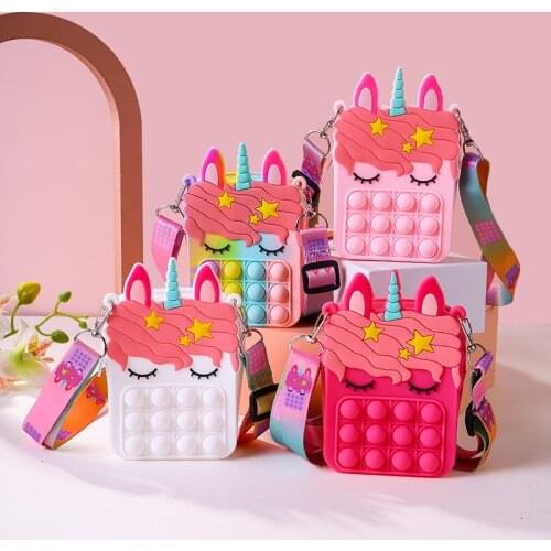 2021 Cute Pop Bag Fidget Girls Toys Push Bubbles Squeeze Toys Silicone Key Purse Bag Stress Relief Game Backpack for Girls Gifts