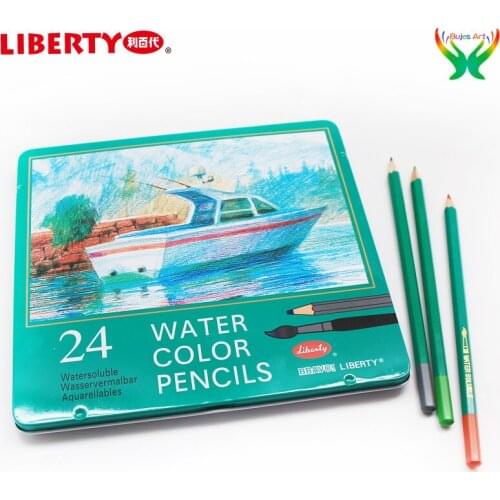 24 water-soluble color pencil LIBERTY steamboat drawing hand-painted sketch doodle bright color pencil beginners students using