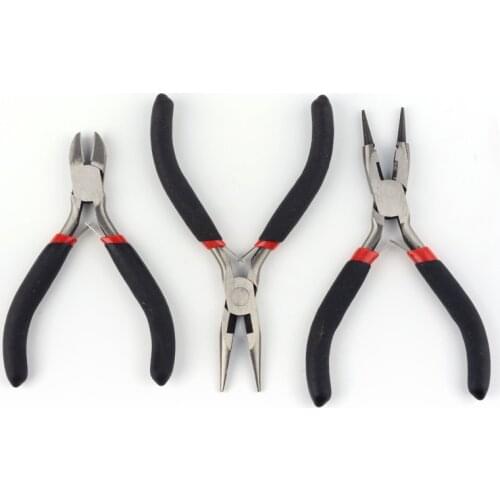 3Pcs 45# Steel DIY Jewelry Plier Sets with Wire-Cutter Plier Side Cutting Plier Plier 17x18.5x1.5cm