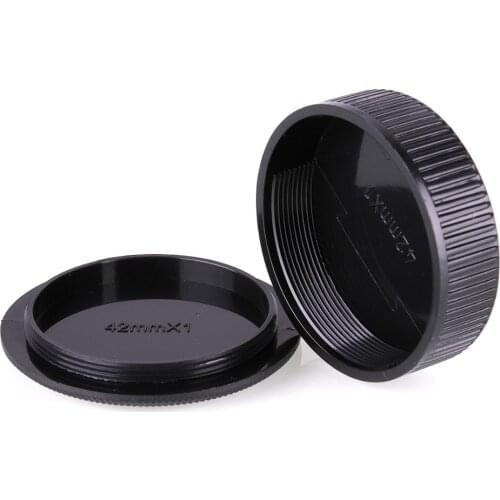 42mm Plastic Front&Rear Cap Cover for M42 Digital Camera Body and Lens Black 1× Rear Lens Cap + 1× Body Cap
