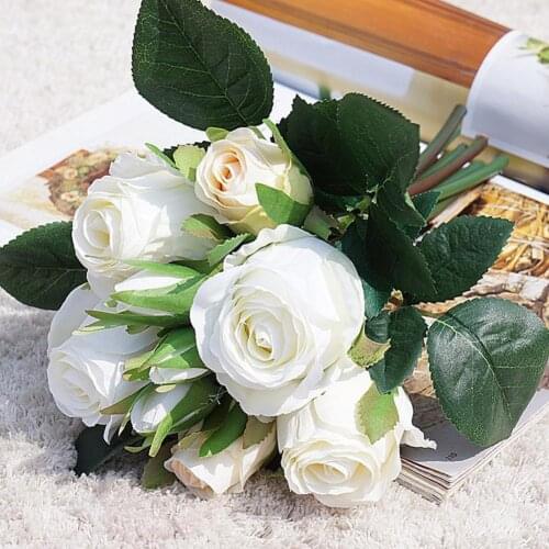 9Pcs/Bouquet Beautiful Rose Peony Artificial Silk Flowers Small bouquet flores Home Party Spring Wedding Decoration Fake Flower