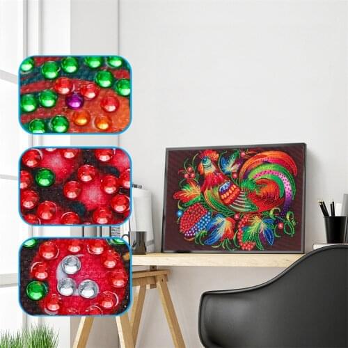 5D Special Shaped Diamond Painting Cock Picture Partial Drilled Rhinestone Diamond Embroidery Cross Stitch Home Decor Art Craft
