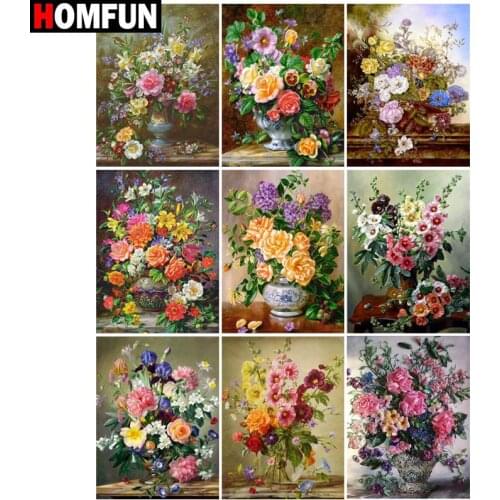 HOMFUN Diamond Painting Cross Stitch "Flower landscape" Full Square Round Diy 5d Diamond Embroidery Picture Rhinestone Art