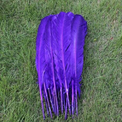 Free shipping 50pcs wholesale 25-30cm purple color real natural turkey feathers plumes hair extensions goose feather for sale