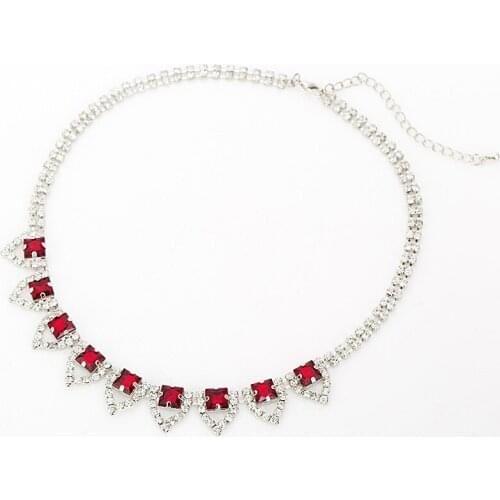 Brand Jewelry red Crystal Glass Necklaces & Pendants Choker Chunky Statement Necklace 2016 Fashion Necklaces For Women #N035