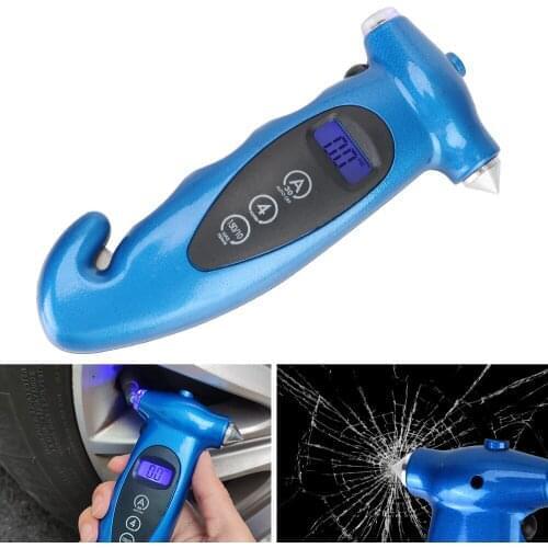 2 IN 1 Emergency Hammer Digital TPMS Car Tire Pressure Gauge Sensor Diagnostic Tools Handheld 4x4 Truck Motorcycle Accessories