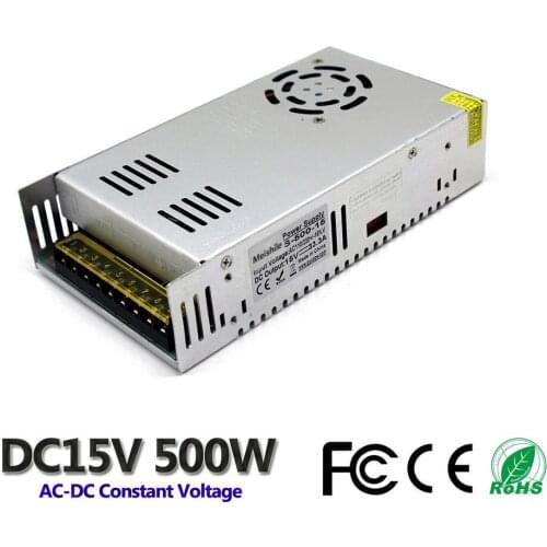 DC 15V 33A 500W LED Light Belt Driver Switching Power Supply 110V 220V AC Constant Voltage Transformer Monitoring CCTV CNC