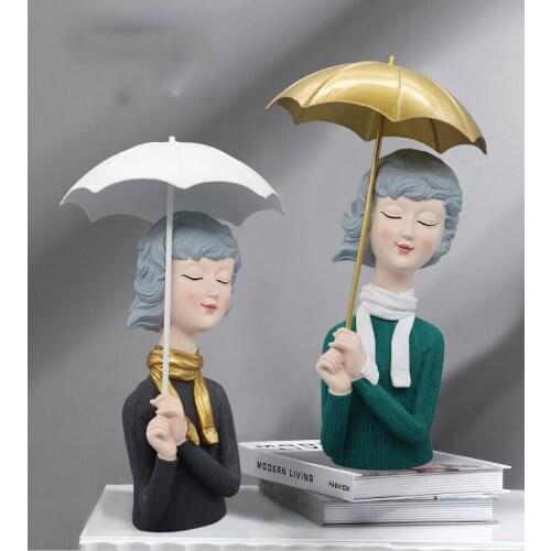 European Umbrella Character Girl Resin Ornaments Home Livingroom Table Sculpture Crafts Bedroom Desktop Accessories Decoration