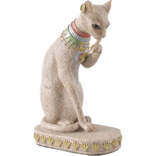 BMBY-Sandstone Bastet Statue Egyptian Cat God Figurine Cat Ancient Egypt Natural Sandstone Craft Sculpture Home Desk Decor