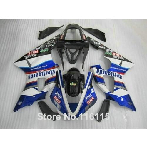 Full injection molding NEW ABS fairings set for YAMAHA YZF R1 2002 2003 white blue black high grade Fairing kit 02 03 KN4