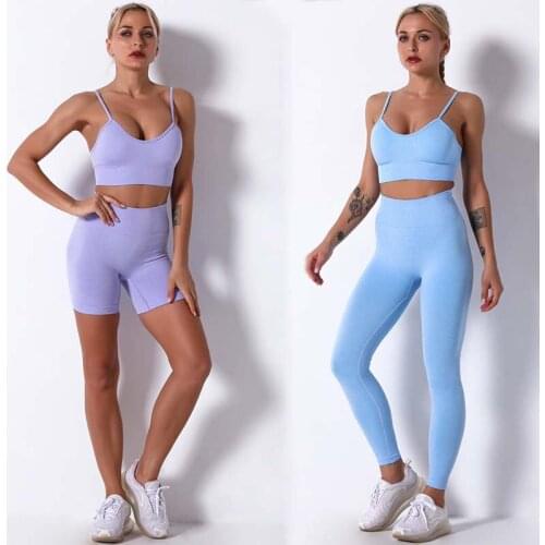 2 Piece Seamless Gym Yoga Set Sports Bra + Leggings Workout Shorts Sportswear Fitness Pants Ensembles Sportswear Women Outfits