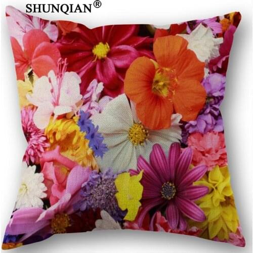 Linen Cotton Pillowcase Gerberas Closeup Printed Pillow Cover Home Textiles Decorative Pillowcase Customize Gift 45x45cm