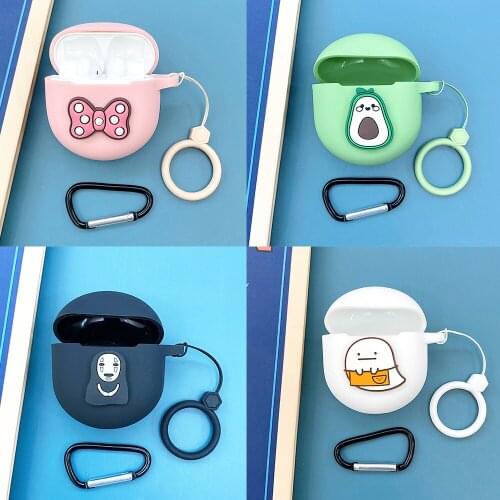 Cute Cartoon Silicone Case for Oneplus Buds TWS Case Bluetooth 5.0 Headphone Box Shockproof Protective Cover Headset Bag Keyring
