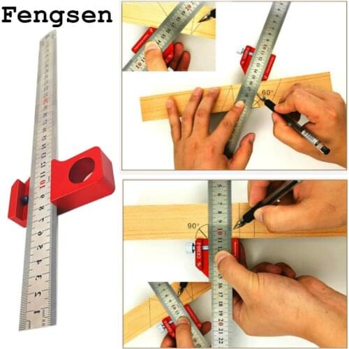 Multi-angle Scribe Gauge Universal Locator Steel Ruler Adjustable Fixed Block Carpenter Woodworking DIY Tool