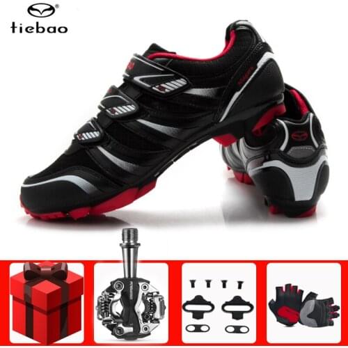 Tiebao Cycling Shoes men SPD pedal set Mesh Upper Professional Self-locking Mountain Bike Cycle Mtb Shoes Zapatillas Ciclismo