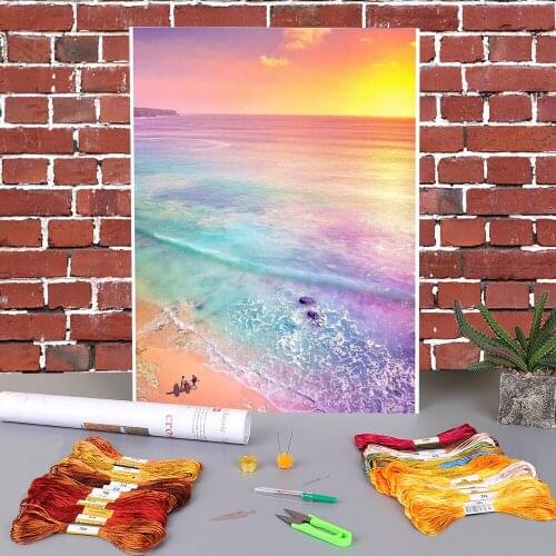Nature Printed Fabric 11CT Cross Stitch DIY Embroidery Set DMC Threads Painting Needlework Knitting Handiwork Room Adults