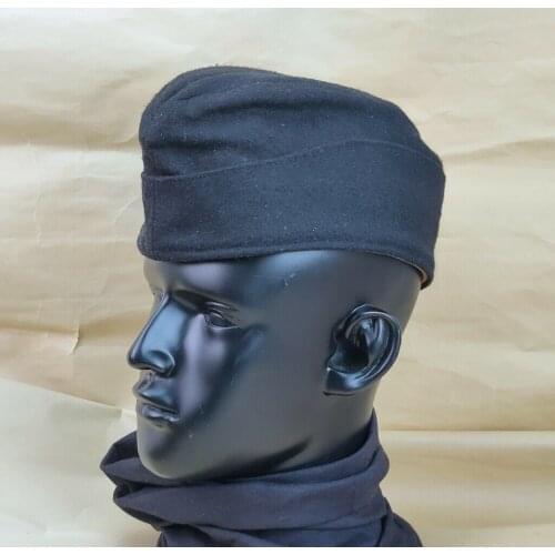 WWII GERMAN ELITE EM PANZER BLACK WOOL GARRISON CAP field HAT FULL SIZE