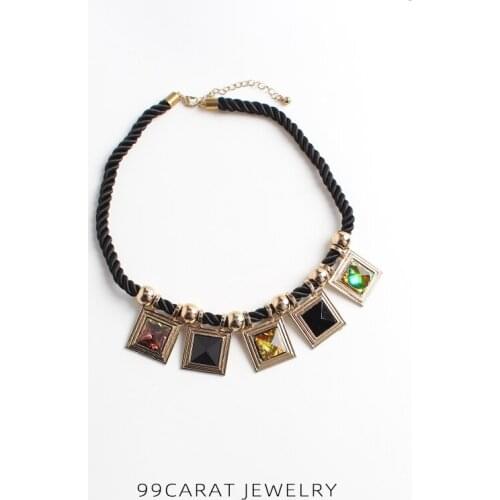 Nine nine carat simple fashion personality black color gold edge Twist Rope short necklace trend student female