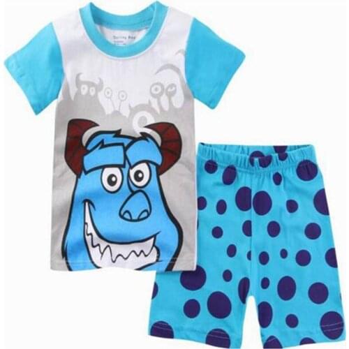 New Fashion Summer Baby Boys 2-7 Year Clothing Sets Childrens Clothes Pajama Suits Baby Sleepwears Suits Kids Cotton Shirts+Shor