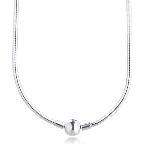 Necklaces Moments Snake Chain Collier Necklace Sterling Silver 925 Jewelry Women Collare Mujer Naszyjnik Colar Joyas de Plata