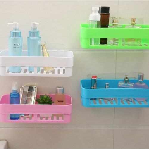 1PC Plastic Bathroom Storage Corner Storage Rack Bathroom Wall Organizer Shower Shelf Household Items Suction Shelf Soap Holder