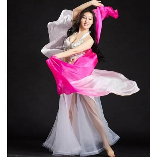 100% Silk Performance Dancewear Solid Color Light Texture Veil Shawls Women Scarf Costumes Accessories Belly Dance Veils 250cm