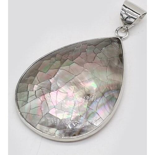 Natural Shell Pendants Necklace Accessories Waterdrop Shape Black Shell Charms For Jewelry Making Bracelet Gift