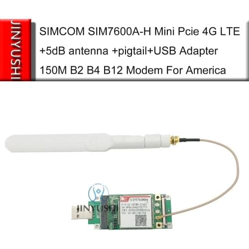 SIMCOM SIM7600A-H +5dB antenna+USB adapter Mini Pcie SIM7600A SIM7600 CAT4 B2/B4/B12 150M 4G LTE module Muti Band For America