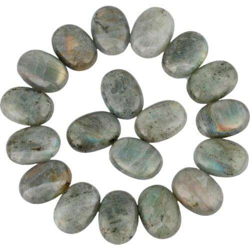 TUMBEELLUWA 1Lot (10Pc) Labradorite Oval Flatback CAB Cabochons Smooth Beads for Jewelry Making