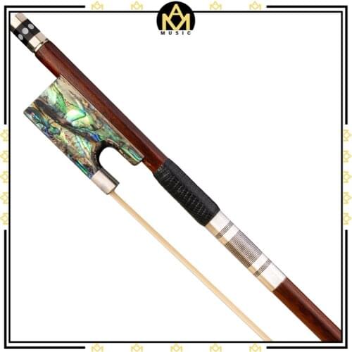 Select IPE Violin Bow 4/4 Lizard Skin Grip Nice Abalone Shell Frog $ Slide White Mongolia Horsehair Fully Nickel-lined