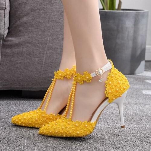 2021 New Women Summer Ssandals Ladies Beading Lace Flowers Shoes Female Casual Sandals Comfortable Woman Thin High Heels H0160