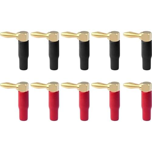 8PCS(4 Pairs)HIFI 3μ 24K Gold plated banana connector 90 degree banana plug