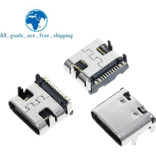 10PCS SMT USB 3.1 Type-C 16pin female connector For Mobile Phone Charging port Charging Socket Tow feet plu