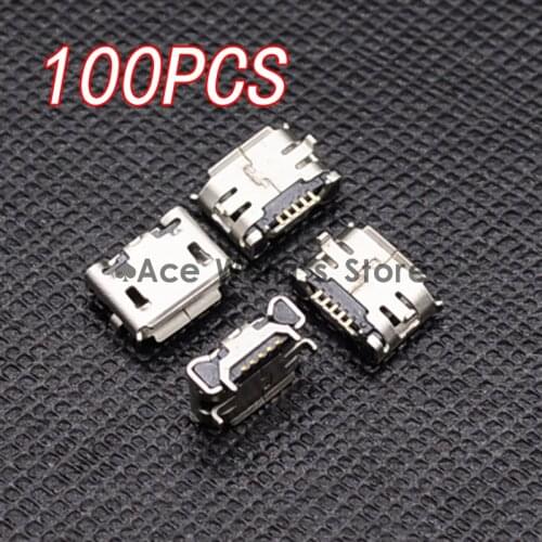 100pcs Micro USB Connector Jack Female Type 5Pin SMT for phones Tail Charging socket PCB Board