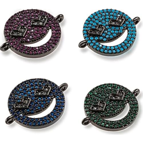15.1×19.8mm Color Zircon Classic Round Personality Funny Featured Accessories Jewelry Connector DIY Bracelet Necklace
