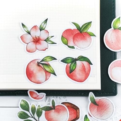 27pcs Cute ins wind hand account sticker food sticker material mobile phone Ipad decoration gadget tool peach fruit