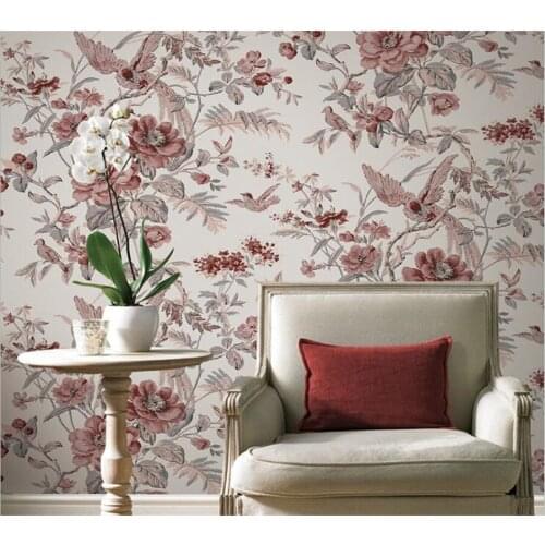 3D Pastoral flowers bird Wallpaper Embossed For luxury Living Room Tv Background Covering 3d wallpaper papel de parede Beibehang