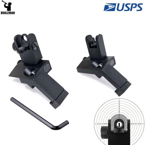 45 Degree Offset Flip Up Iron Sight Front Rear Sight Compatible for Picatinny and Weaver Rail Foldable Iron Tactical Sights