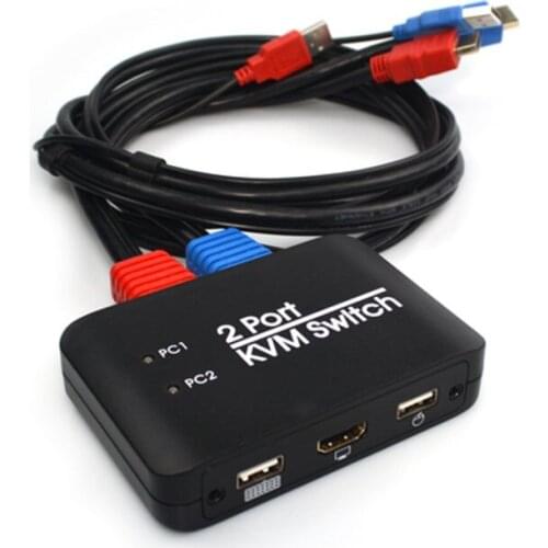4k @60Hz 2 portas hdmi KVM switch usb interruptor KVM switcher splitter com fio de 1.2m 2 em 1 fora interruptor KVM apoio usb