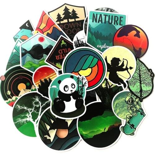 50PCS Outdoor Camping Travel Stickers Wilderness Adventure Landscape Waterproof Decals Suitcase Laptop Motor Animal Sticker