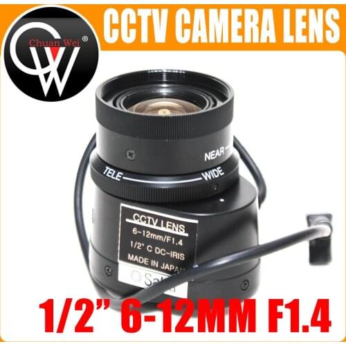 6-12mm Automatic lris lens cctv lens F1.4 1/2" C mount Auto DC-IRIS Camera lens