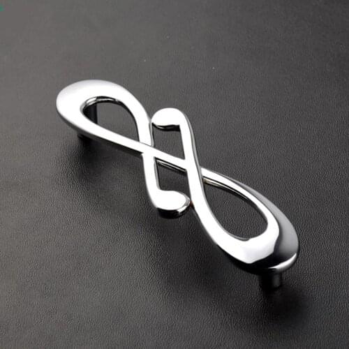 96mm 128mm modern simple fashion furniture handles silver cabinet drawer handle knob chrome creative Musical Notes dresser pulls