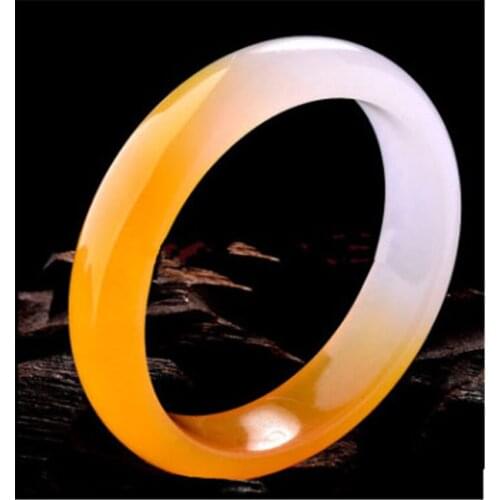 Natural yellow Jade Bracelet Bangle Jewellery Fashion Accessories Woman Lucky Amulet 54-64mm