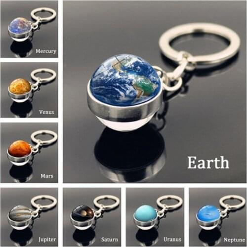 Planet Galaxy Luminous Keychain Glass Ball Pendant Zodiac Key Chain Men Women Key Ring Holder Birthday Gifts Glow In The Dark