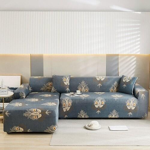 Papa&Mima Bohemian Blue European Stretch Sofa Cover Slipcover Print Spandex Polyester Seater Couch Case Protector Decoration