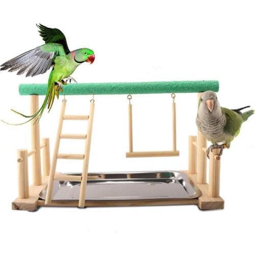 Wood Ladder Swing Play Stand Perch Playground Pet Cockatiel Playpen Toy Suitable For Parakeet Lovebirds Add Fun Stand Alone
