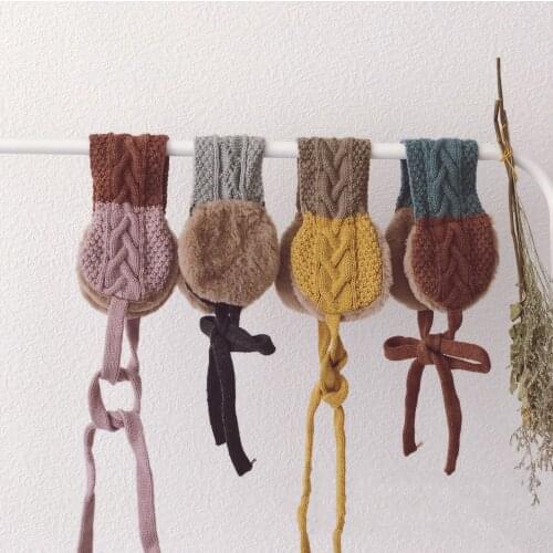 Baby Hats Winter Kids Earmuffs Warmers For Girls Boy Woolen Knitted Bonnet Adjustable Scarf Children Korean Cap Hair AccessorieS